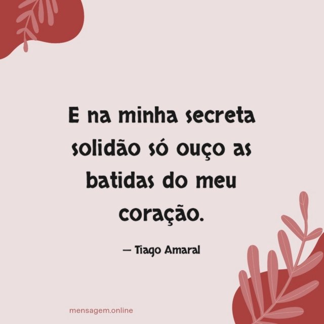 E na minha secreta solidão só ouço as