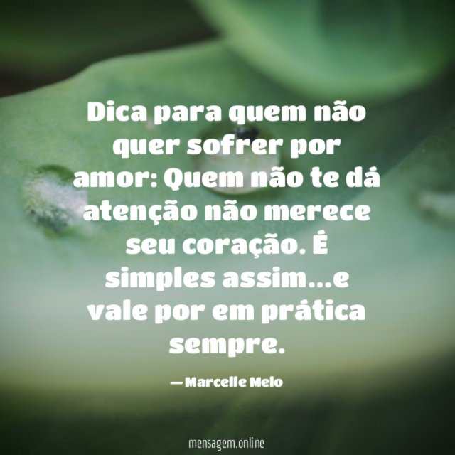 Dica para quem não quer sofrer por amor
