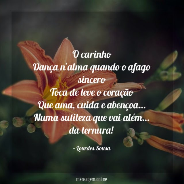 O carinho Dança n'alma quando o afago sincero Toca de