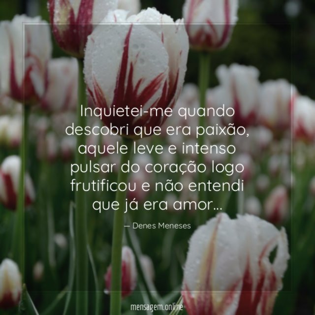 Inquietei-me quando descobri que era paixão