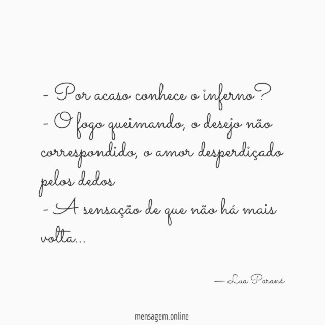 Por acaso conhece o inferno