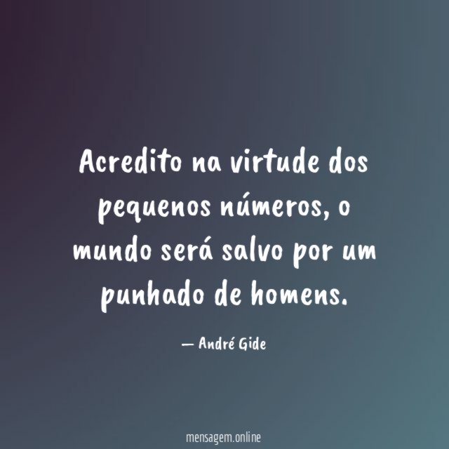 Acredito na virtude dos pequenos números