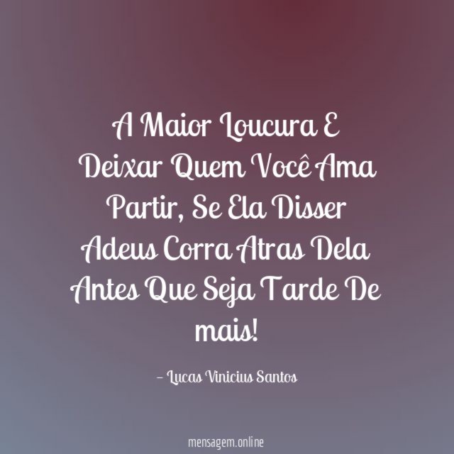 A Maior Loucura E Deixar Quem Você Ama Partir