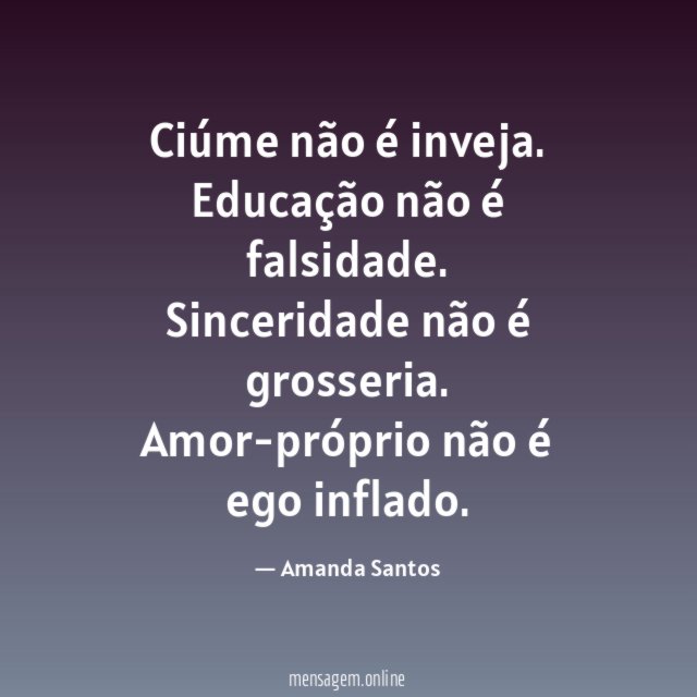 Ciúme não é inveja