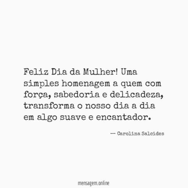 Feliz Dia da Mulher