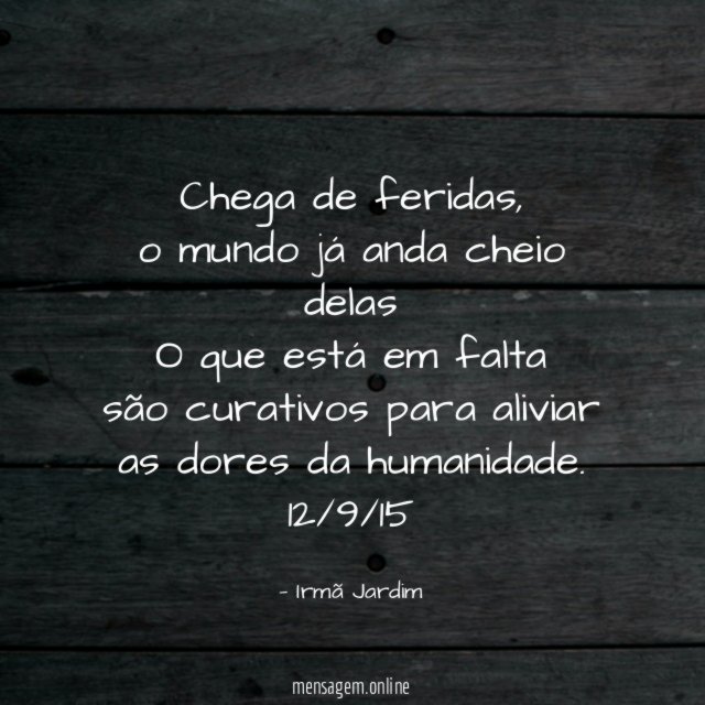 Chega de feridas