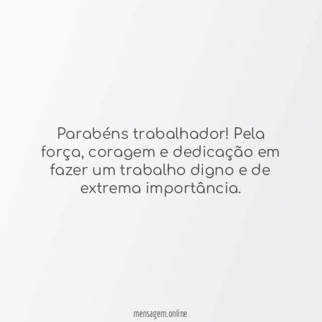 Parabéns trabalhador