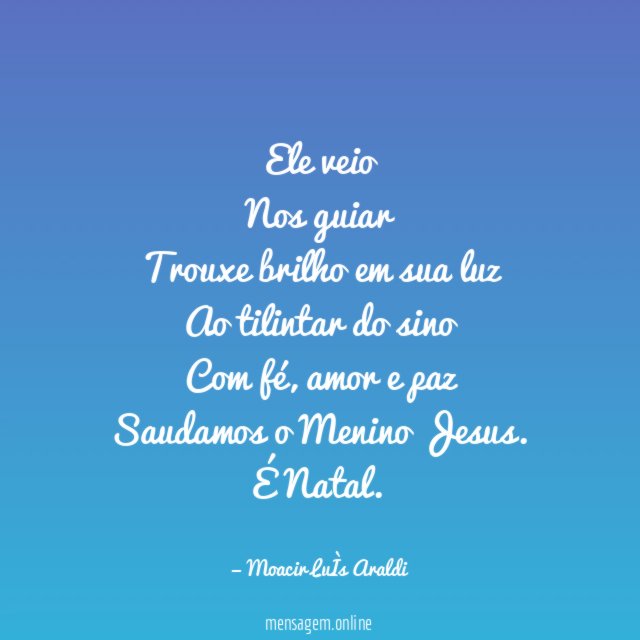 Ele veio Nos guiar Trouxe brilho em sua luz Ao tilintar