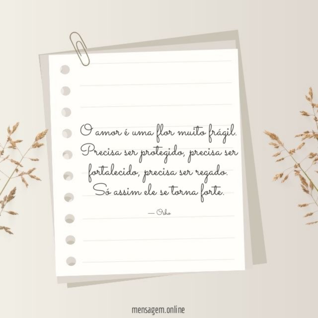 O amor é uma flor muito frágil