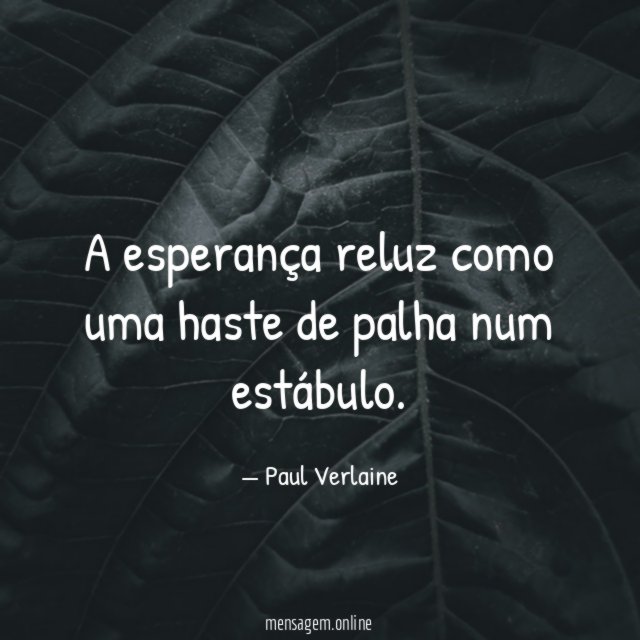 A esperança reluz como uma haste de palha num estábulo