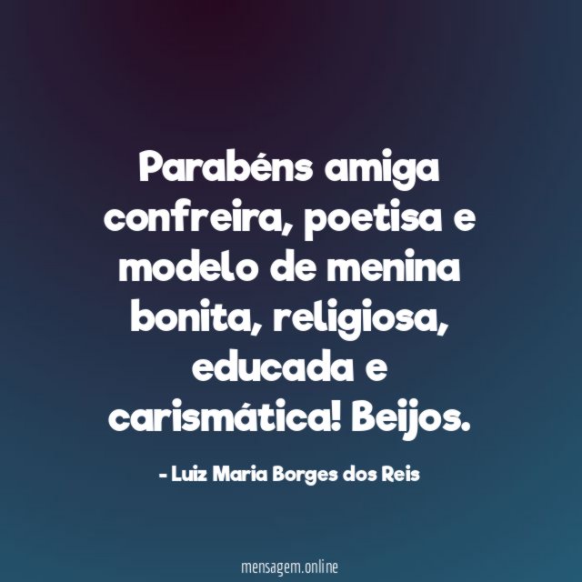 Parabéns amiga confreira