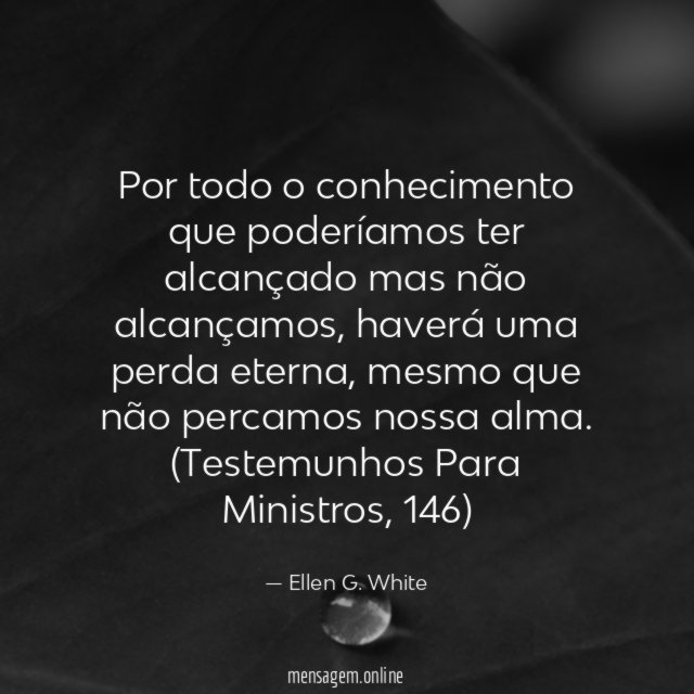 Por todo o conhecimento que poderíamos ter alcançado