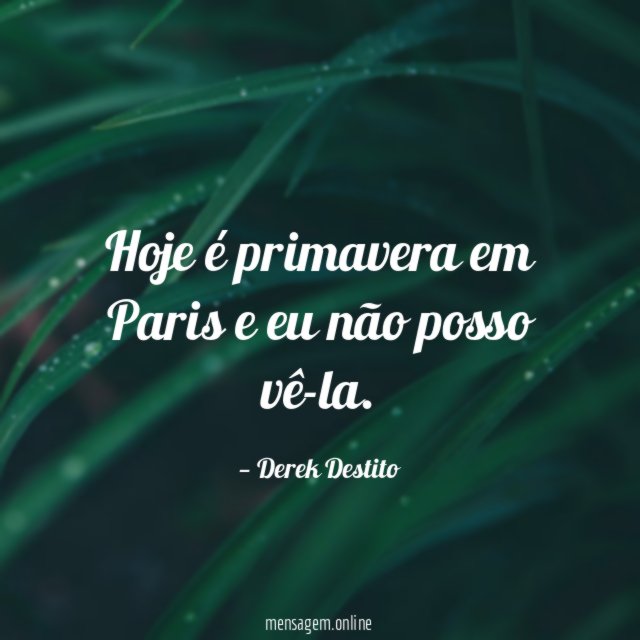 Hoje é primavera em Paris e eu não posso vê-la
