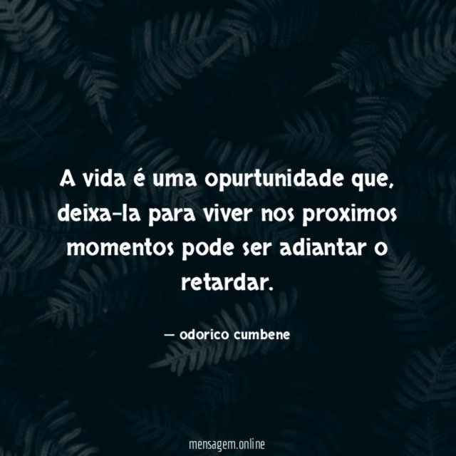 A vida é uma opurtunidade que