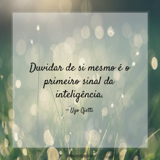 Duvidar de si mesmo é o primeiro sinal da inteligência