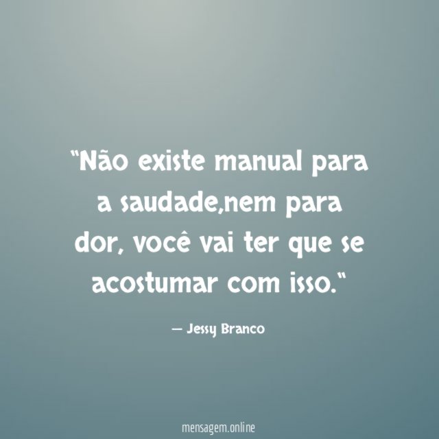 Não existe manual para a saudade