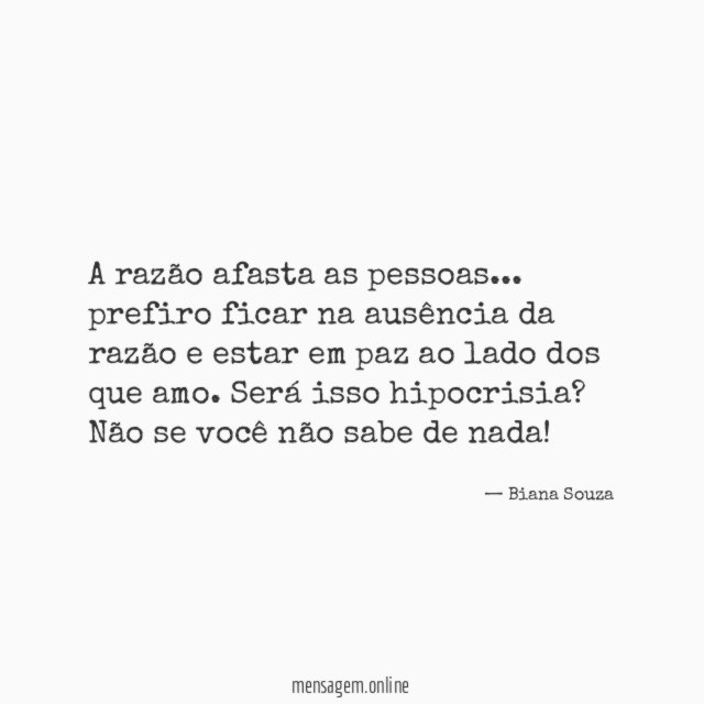 A razão afasta as pessoas