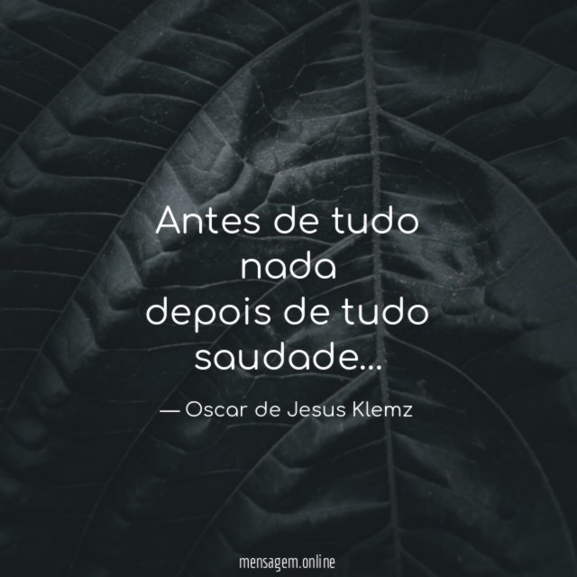 Antes de tudo nada depois de tudo saudade