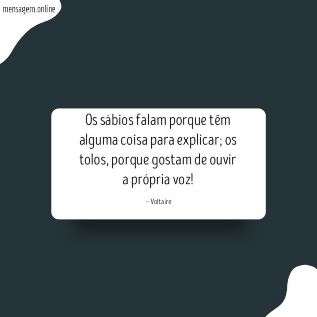Os sábios falam porque têm alguma coisa para explicar