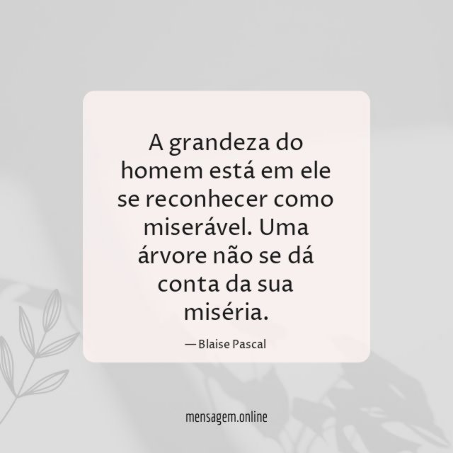 A grandeza do homem está em ele se reconhecer como miserável