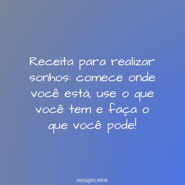 Receita para realizar sonhos