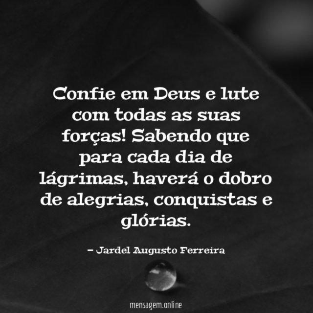 Confie em Deus e lute com todas as suas forças