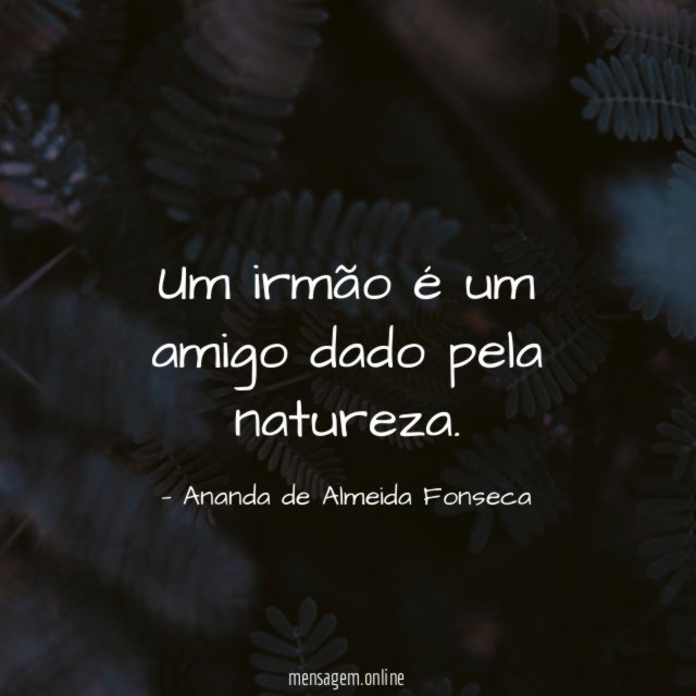 Um irmão é um amigo dado pela natureza