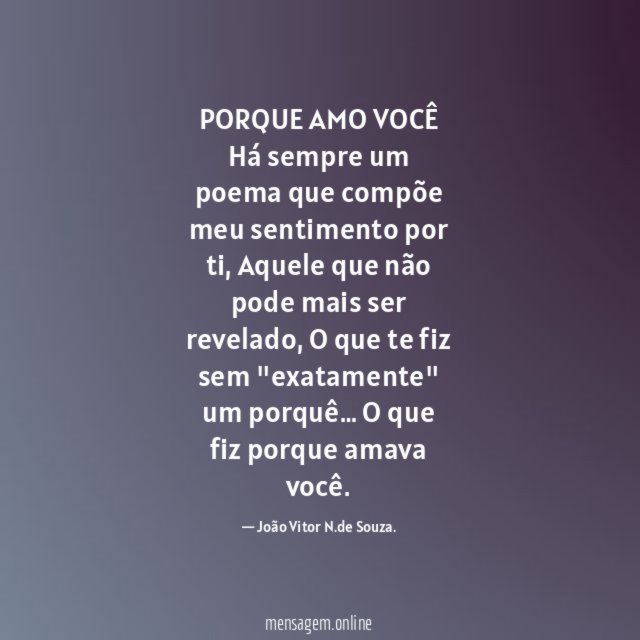 PORQUE AMO VOCÊ
