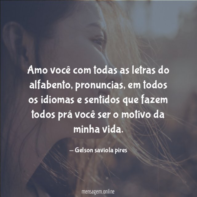 Amo você com todas as letras do alfabento