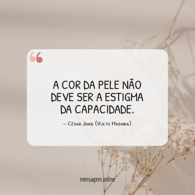 A COR DA PELE NÃO DEVE SER A ESTIGMA DA CAPACIDADE
