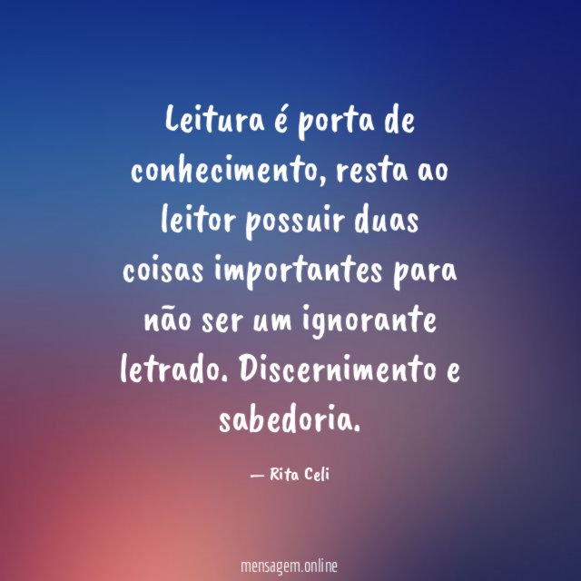 Leitura é porta de conhecimento