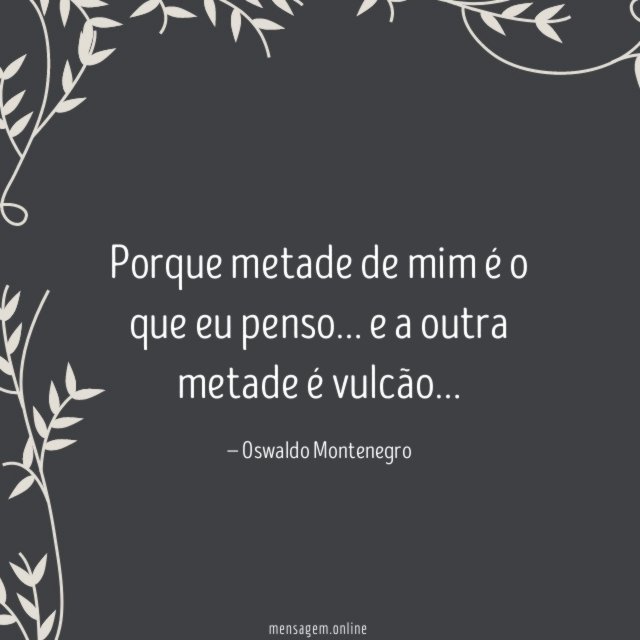 Porque metade de mim é o que eu penso
