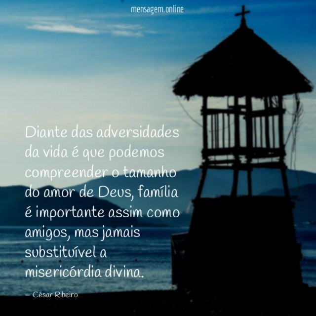 Diante das adversidades da vida é que podemos