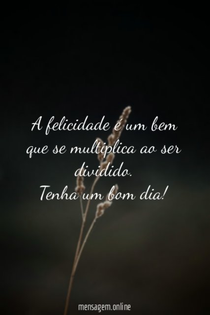A felicidade é um bem que se multiplica ao ser dividido