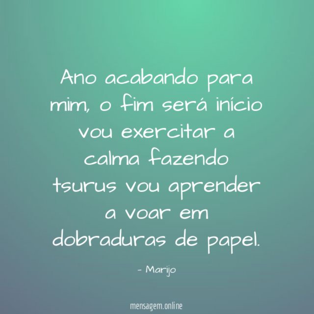 Ano acabando para mim