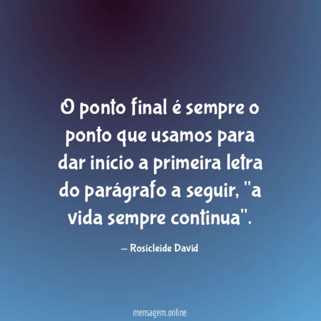 O ponto final é sempre o ponto que