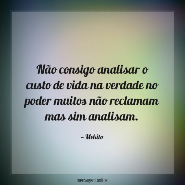 Não consigo analisar o custo de vida na