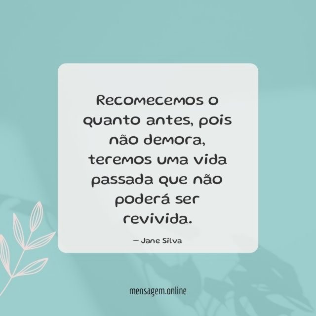 Recomecemos o quanto antes