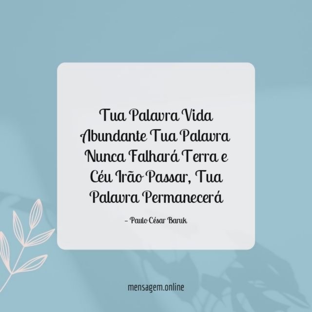 Tua Palavra Vida Abundante Tua Palavra Nunca Falhará