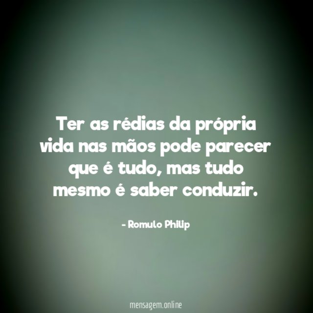 Ter as rédias da própria vida nas mãos