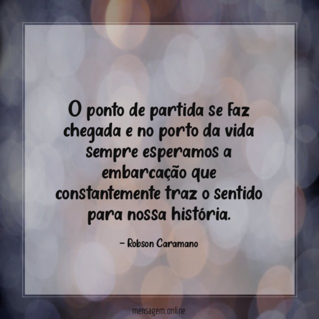 O ponto de partida se faz chegada