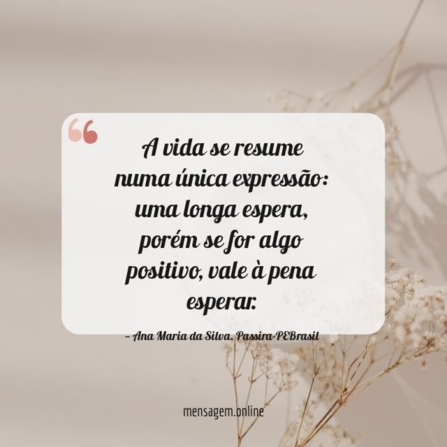 A vida se resume numa única expressão