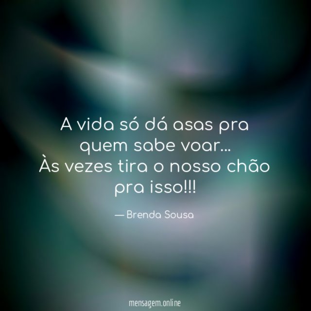 A vida só dá asas pra quem sabe voar