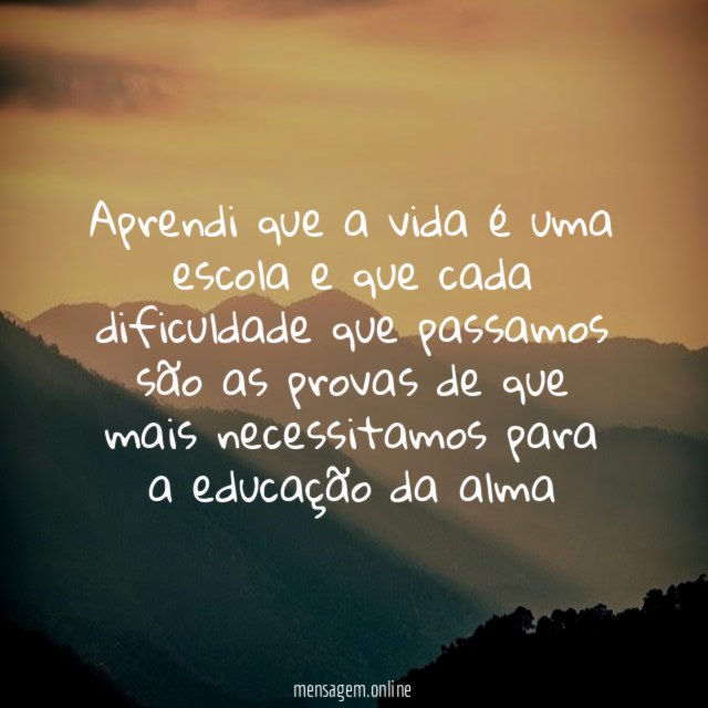 Aprendi que a vida é uma escola