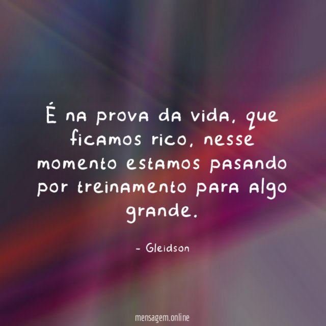 É na prova da vida