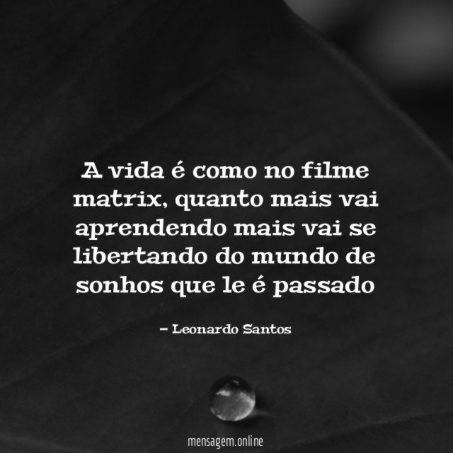 a vida é como no filme matrix