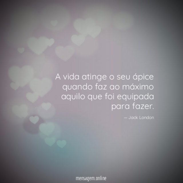 A vida atinge o seu ápice quando faz