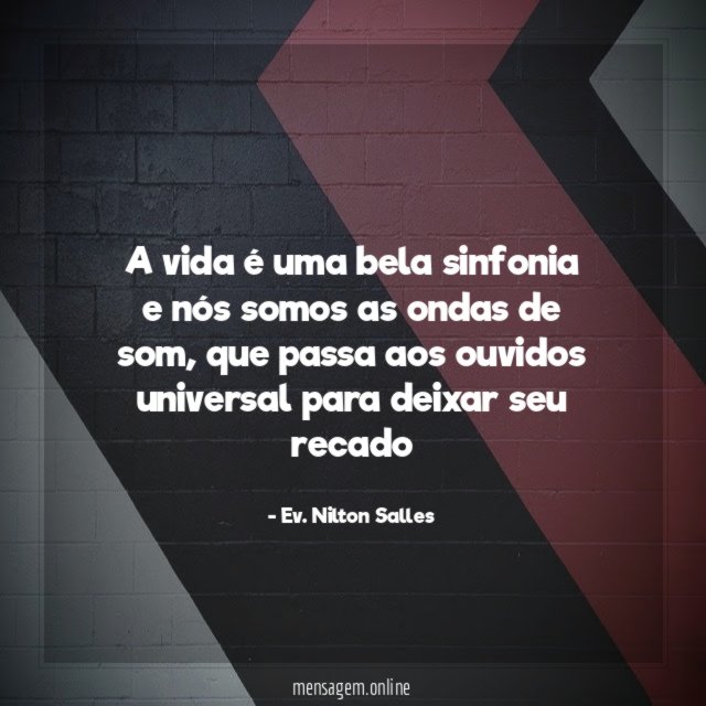 A vida é uma bela sinfonia e nós