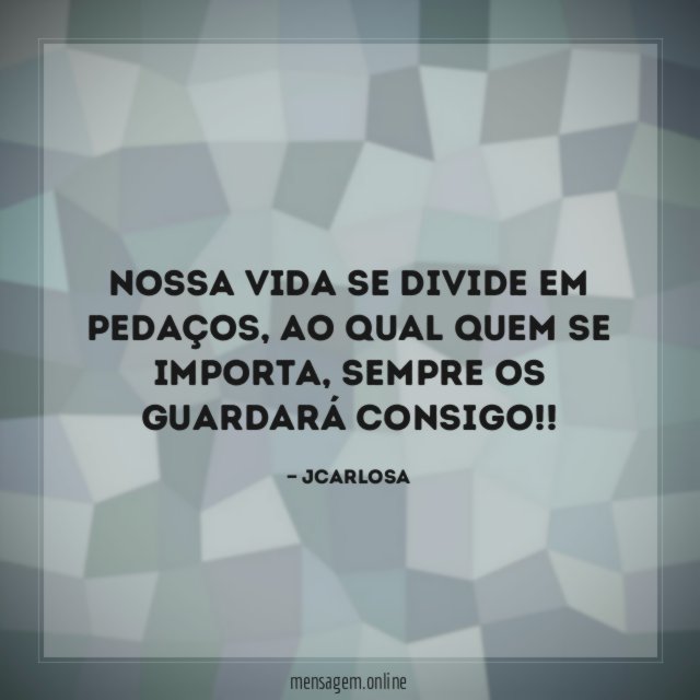 Nossa vida se divide em pedaços