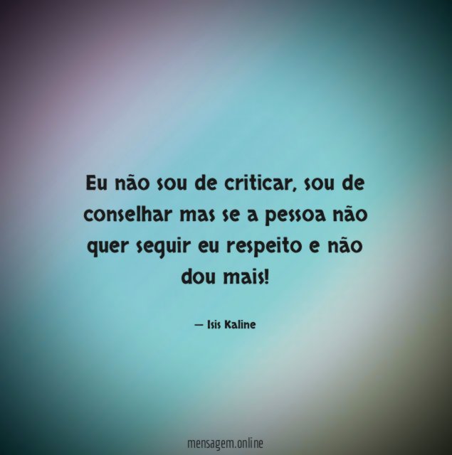 eu não sou de criticar